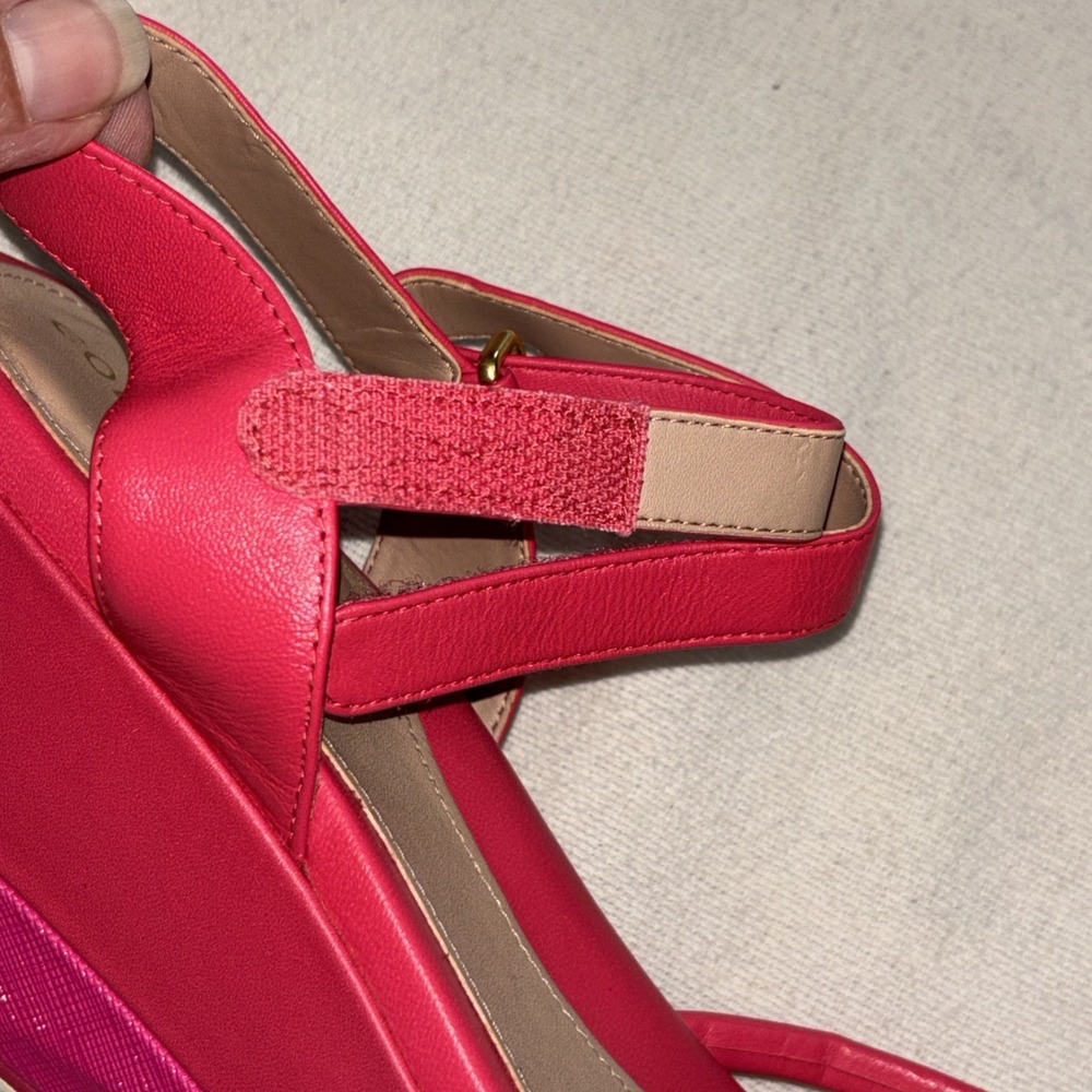 Cole Haan Women's Pink Addison Platform Wedge Leather Strappy Sandal Size 10B - Picture 7 of 10